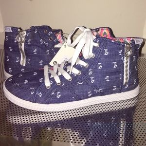 Roxy denim fashion sneakers shoes Zipper Hi Top Sneakers palm print canvas shoes